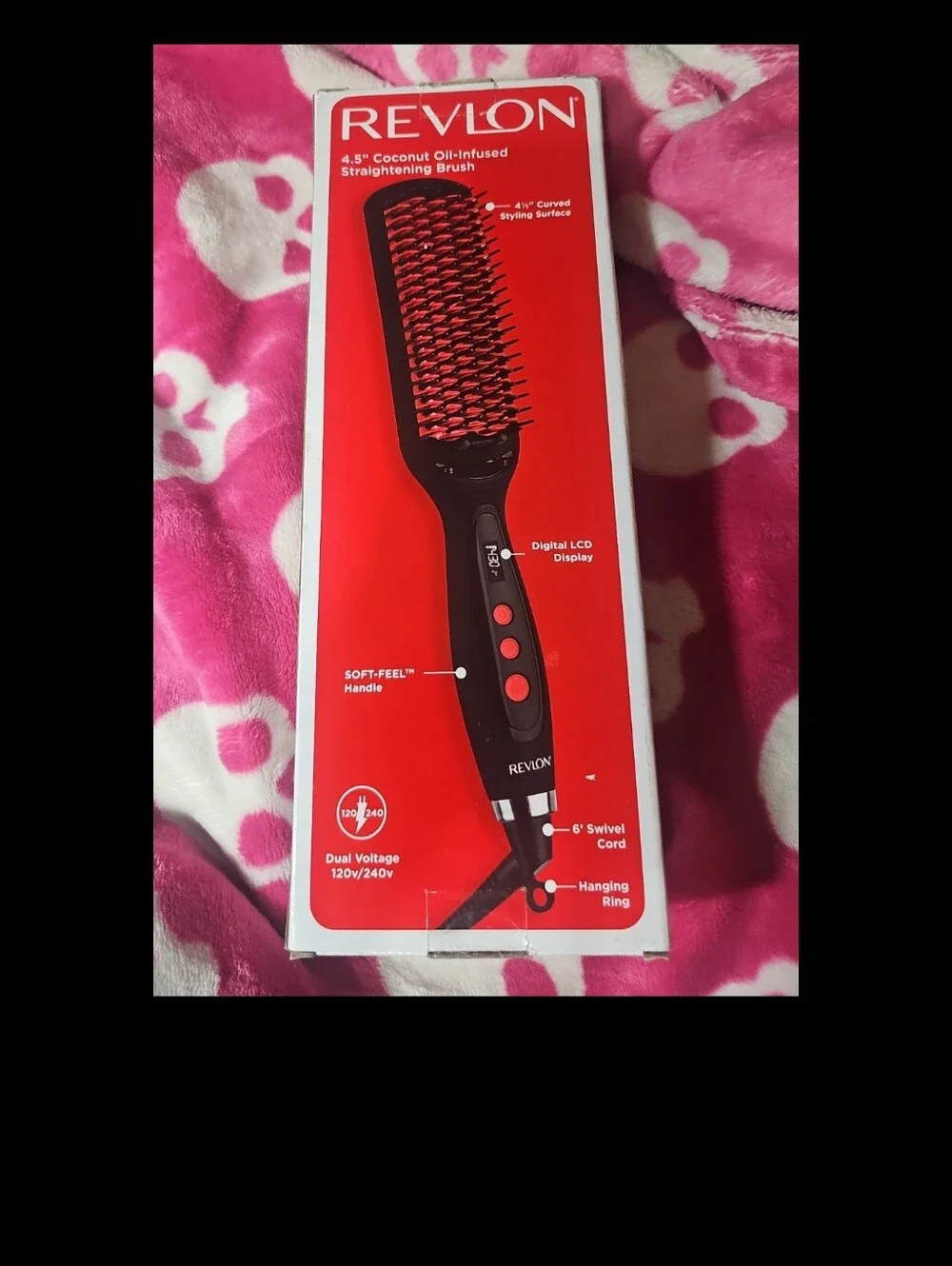 REVLON SMOOTHSTAY Coconut Oil-Infused Straightening Brush New in box.G2
